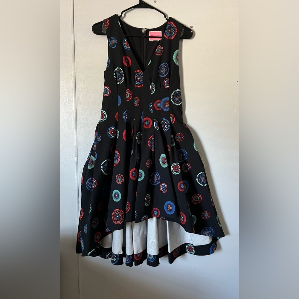 Kate Spade Black Midi Dress with Vibrant Patterns - Picture 3 of 11